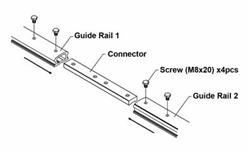 Guide Rail with 2 Clamps, Connector & 4 Screws